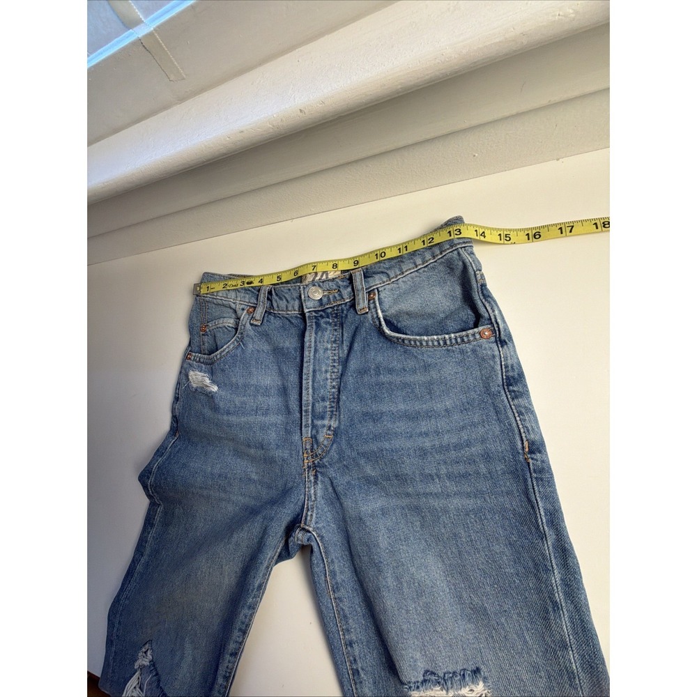 Free People New Dawn Flare High Rise Jeans Button Fly In Victoria Blue Sz 24 - Picture 6 of 8